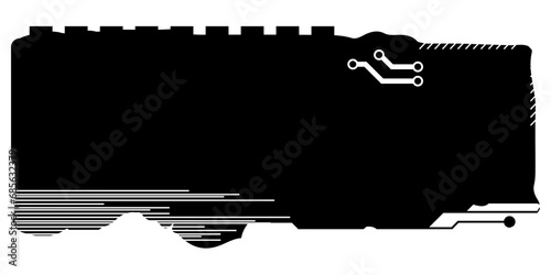 Rectangular design clipart in tech style isolated on white. Short tech plate with copy space. Clipart.