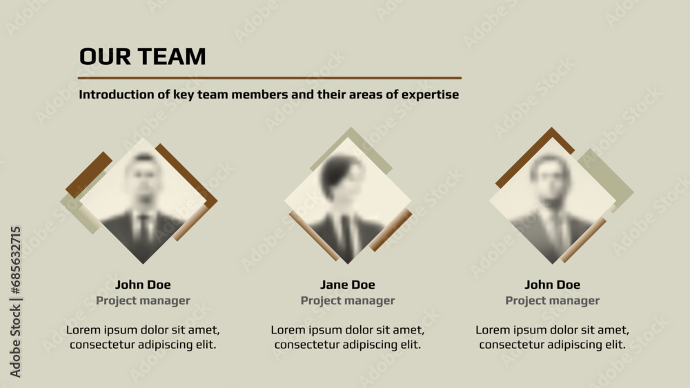 Our team web page with member avatars for business presentation or landing page on light background. Website page template. - obrazy, fototapety, plakaty 