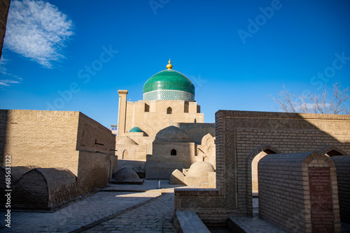 a beautiful graveyard in a fortress, Khiva, the Khoresm agricultural oasis, Citadel.