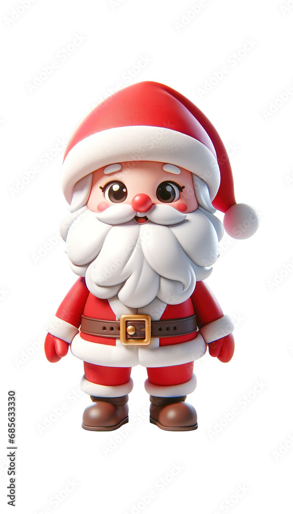 3D illustrations of a cute, happy Santa Claus on a white background. 3D illustrations of a cute, happy Santa Claus on a white background.