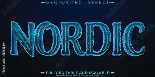 Nordic text effect, editable Scandinavian and winter customizable font style