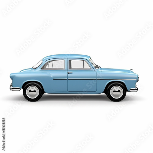 Passenger blue car isolated on a white background  with clipping path  ai technology