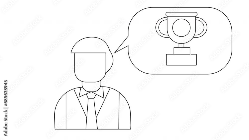 animated sketch of a man and a trophy animated sketch of a man and a trophy
