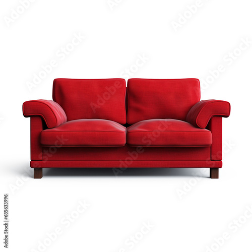 Red comfortable sofa on transparent background, ai technology © Rashid
