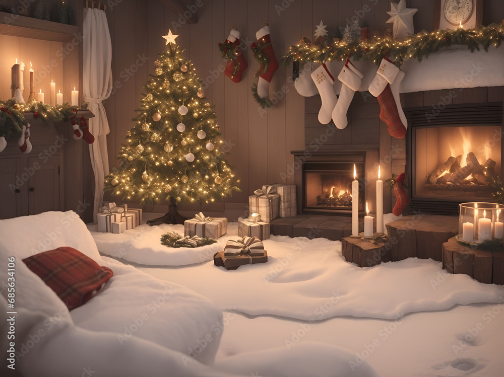 Obraz premium Christmas wallpaper. Christmas poster. Ai generated. 