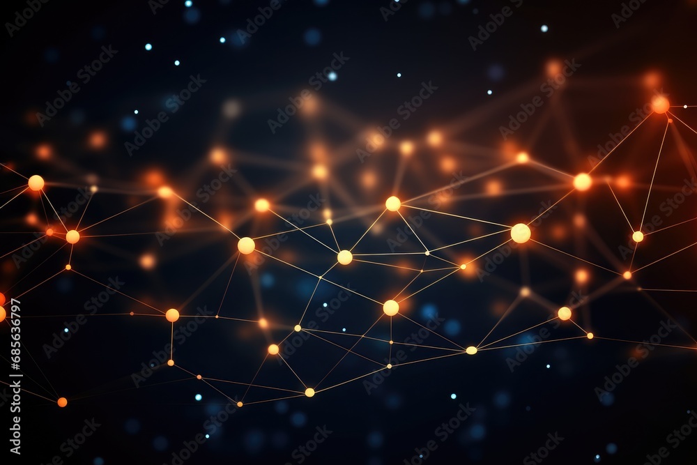 Fototapeta premium Abstract polygonal space low poly dark background with connecting dots and lines. Connection structure. 3d rendering, Abstract digital connection dots and lines, Technology background, AI Generated