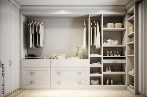 Organizer drawer in bedroom. Big cupboard for clothing storing wardrobe. Generate ai © nsit0108