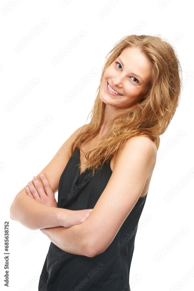 Fashion, crossed arms and portrait of woman with smile on isolated, png and transparent background. Happy, natural face and person with confidence, pride and beauty in trendy, style or casual clothes Fashion, crossed arms and portrait of woman with smile on isolated, png and transparent background. Happy, natural face and person with confidence, pride and beauty in trendy, style or casual clothes