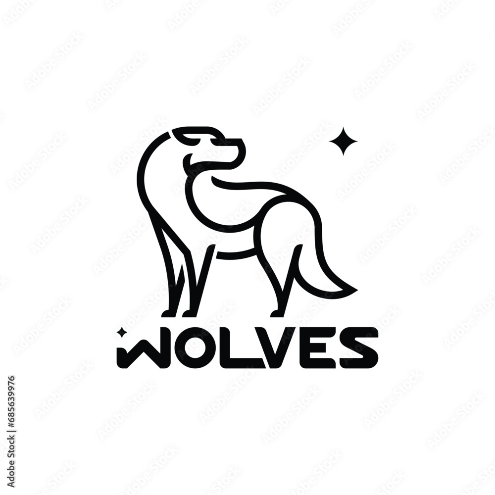 Wolf logo line vector icon design minimalist