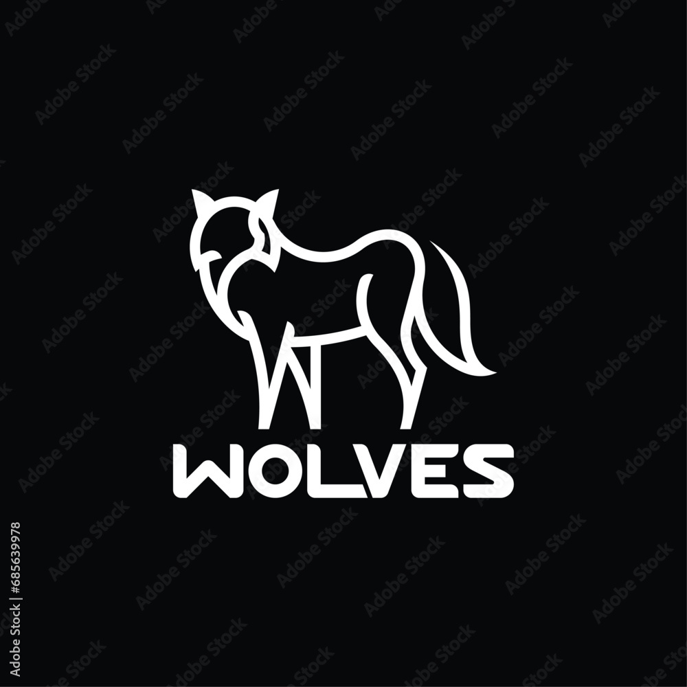 Wolf logo line vector icon design minimalist Wolf logo line vector icon design minimalist