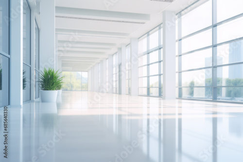 Blurred view of empty corridor in company