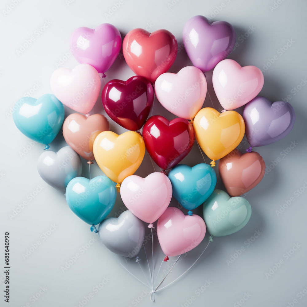 close up of heart sharp balloons flying in the air close up of heart sharp balloons flying in the air