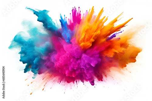 abstract color powder explosion on white background. Generated AI