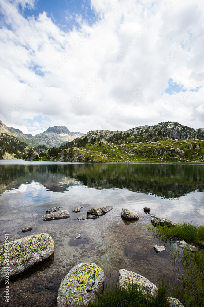 Fototapeta premium Summer landscape in Aiguestortes and Sant Maurici National Park, Spain