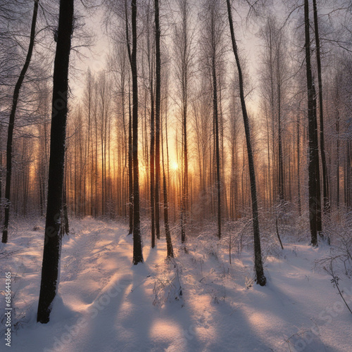 sunrise in the forest, sunset in the forest, Sunset Glow in the Woods