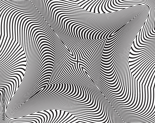  Wave design black and white. Digital image with a psychedelic stripes. Argent base for website, print, basis for banners, wallpapers, business cards, brochure, banner. Line art optical