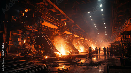 From Ore to Alloy: Exploring the Intricate Process of Modern Steel Production. Generative AI. photo
