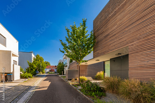 Germany, Baden-Wurttemberg, Esslingen, Modern suburban houses in summer photo