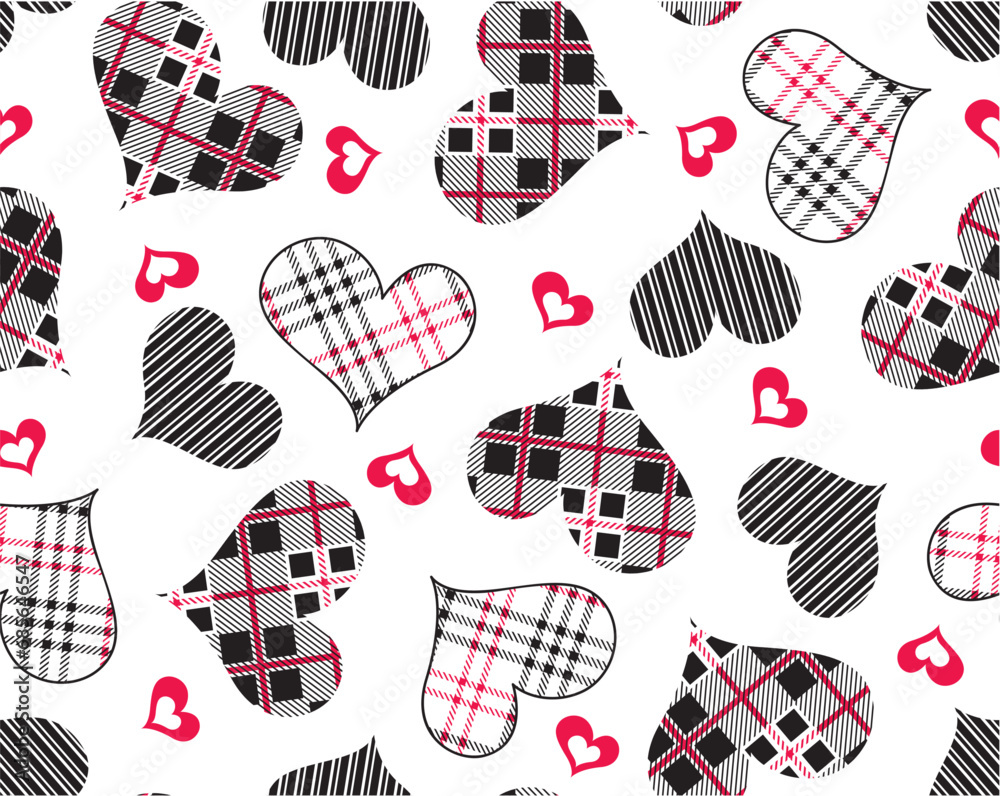 Hearts pattern from plaid and stripes lines Hearts pattern from plaid and stripes lines