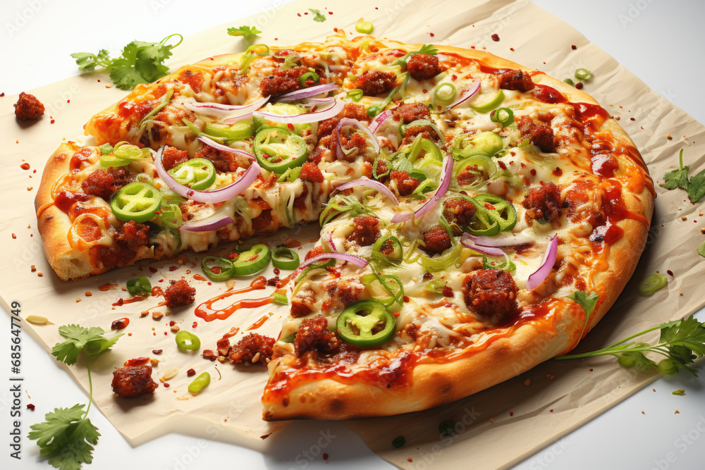 Sausage and Pepper Pizza. Generative AI Sausage and Pepper Pizza. Generative AI