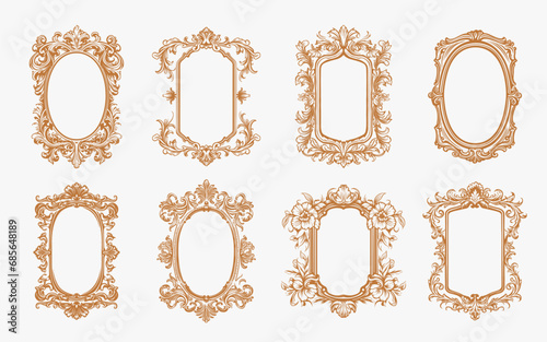 Vintage ornamental label frames. Decorative vintage frame and retro badge. Decorative frames and borders backgrounds vintage design elements