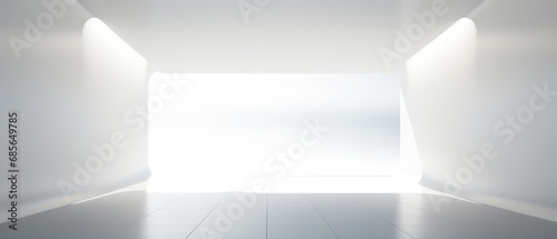 An empty white room with a window and a shadow in the window