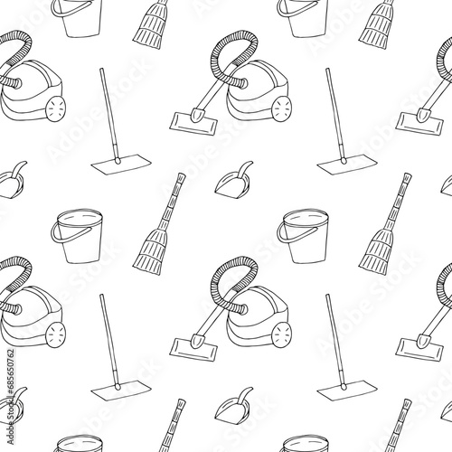 Housework seamless pattern vector illustration hand drawing