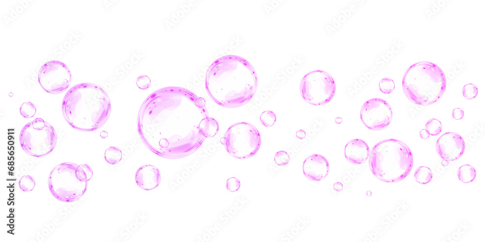 Soap bubbles PNG. Set of realistic soap bubbles. Bubbles are on transparent background. Vector soap bubbles flying. Water glass bubble realistic png