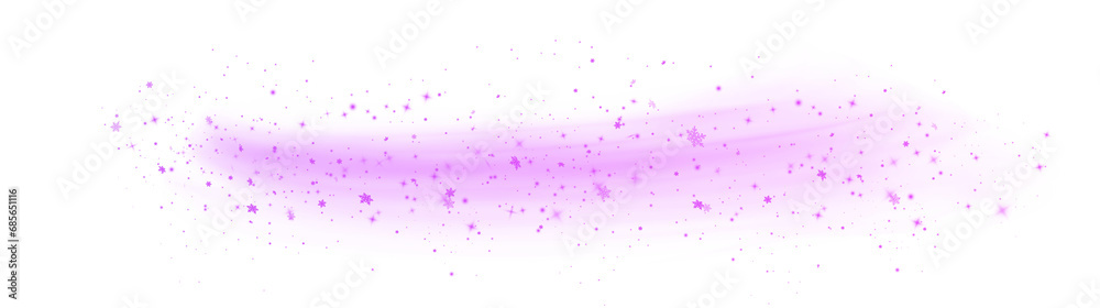Magic white wind picture with festive theme isolated on a transparent background. White comet picture with sparkling stars and dust. Format PNG