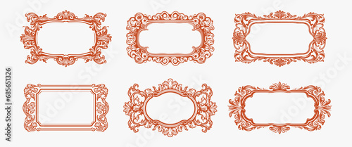 Retro Badge and Vintage Frames Set. Decorative frames and borders backgrounds vintage design elements