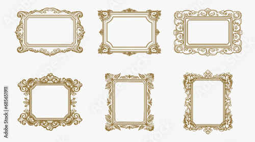 Retro Badge and Vintage Frames Set. Classic Ornamental Label Frames for logo, badge, wedding ornament