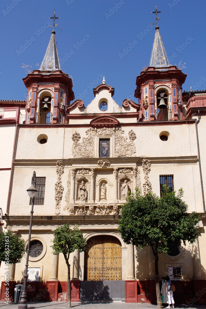 Sevilla (Spain). Facade of the residence of San Juan de Dios in the Plaza del Salvador in the city of Seville. Sevilla (Spain). Facade of the residence of San Juan de Dios in the Plaza del Salvador in the city of Seville.