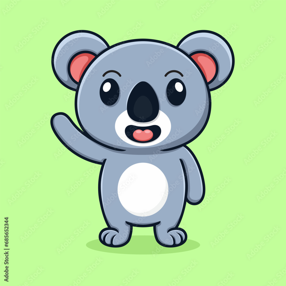 Naklejka premium cute koala cartoon, saying hello.