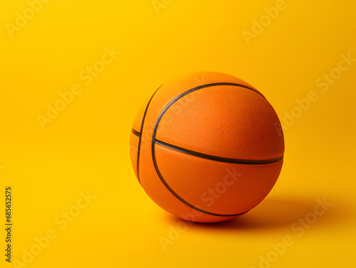 Ball for basketball on the table on an orange background. Generative AI