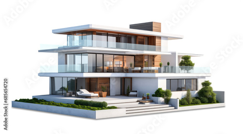 3d model of a modern house isolated from transparent background © Miquel