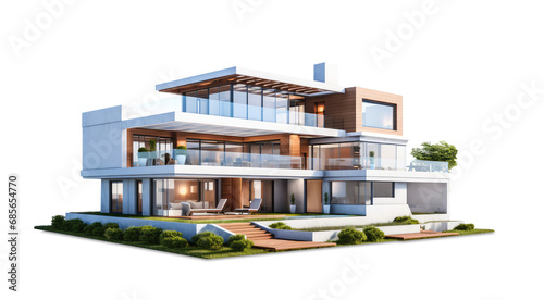 3d model of a luxurious house isolated from transparent background