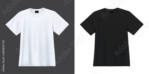 T shirt mockup white and black isolated on the background. Ready to apply to your design. Vector illustration.