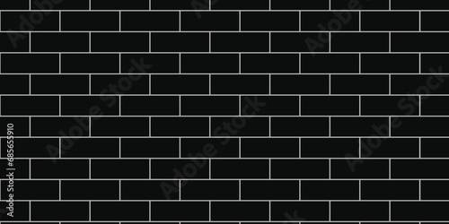 Black brick background texture. Black and white background wall brick. 
