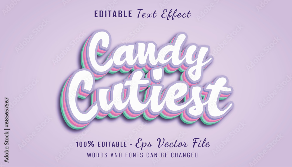 candy cutiest 3d text effect design