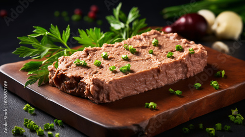 Pate from beef liver top view
