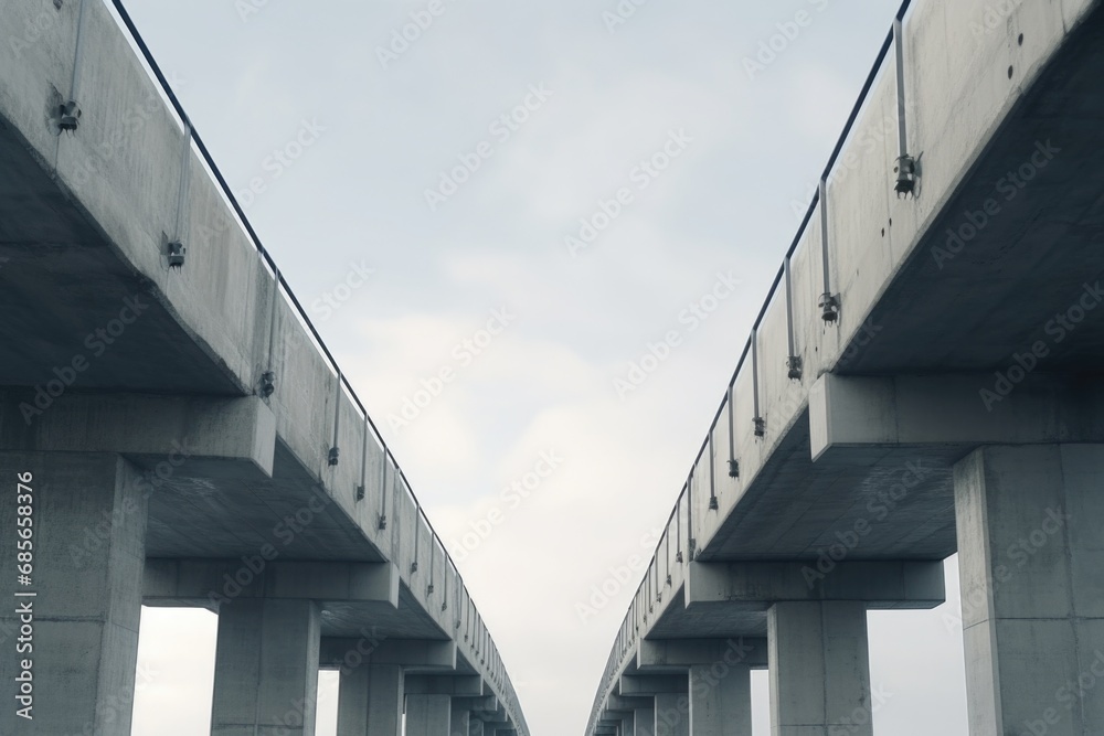 Fototapeta premium A picture of a couple walking together under a bridge. This image can be used to depict a romantic stroll, urban exploration, or a peaceful moment in a cityscape.