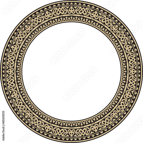 Vector round gold and black seamless classic byzantine ornament. Infinite circle, border, frame Ancient Greece, Eastern Roman Empire. Decoration of the Russian Orthodox Church.. photo