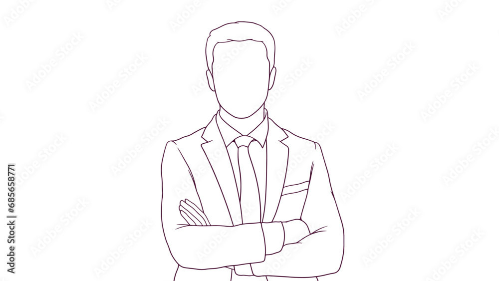 confident businessman with crossed arms, hand drawn style vector illustration confident businessman with crossed arms, hand drawn style vector illustration