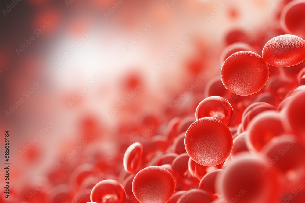 Close up of blood cells in abstract detailed background with copy space for text placement Close up of blood cells in abstract detailed background with copy space for text placement
