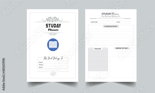 Study Planner template set. Set of planner and to do list. Monthly, weekly, daily planner template. Vector illustration with cover page layout template