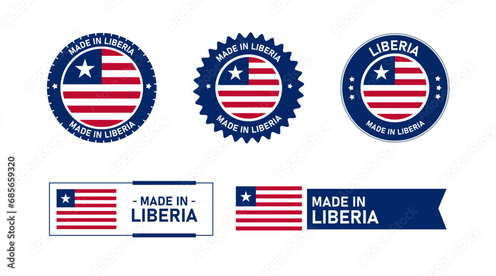 Made in Liberia, Manufacture by Liberia stamp, seal, icon, logo, vector