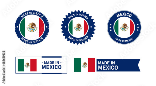 Made in Mexico, Manufacture by Mexico stamp, seal, icon, logo, vector