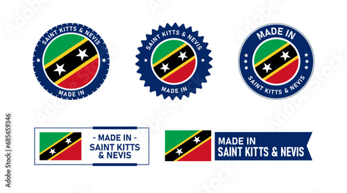 Made in saint kitts and nevis, Manufacture by saint kitts and nevis stamp, seal, icon, logo, vector photo