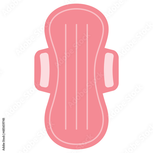 Hand drawn pink pad with wings for woman. menstruation period care. Protection for menstrual days