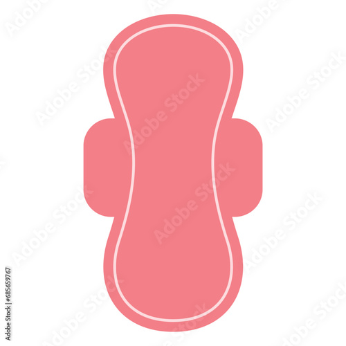 Protection for woman menstrual days. Hand drawn pink pad. Menstruation period health care.